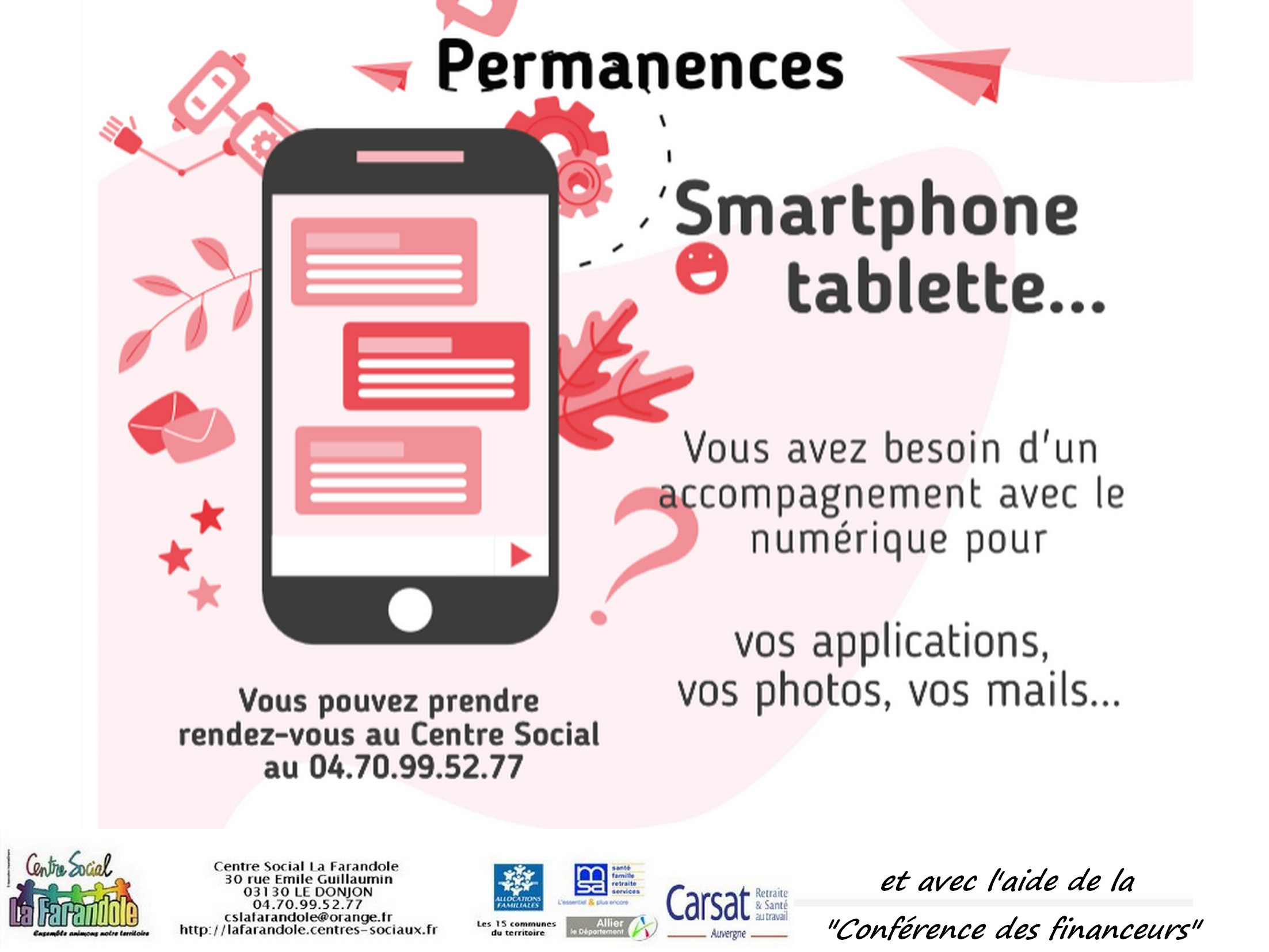 Centre social : permanences smartphones, tablettes